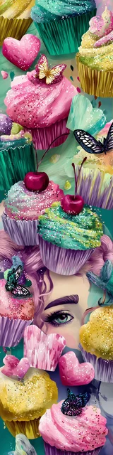 Free butterfly bookmarks of a butterfly with cupcakes